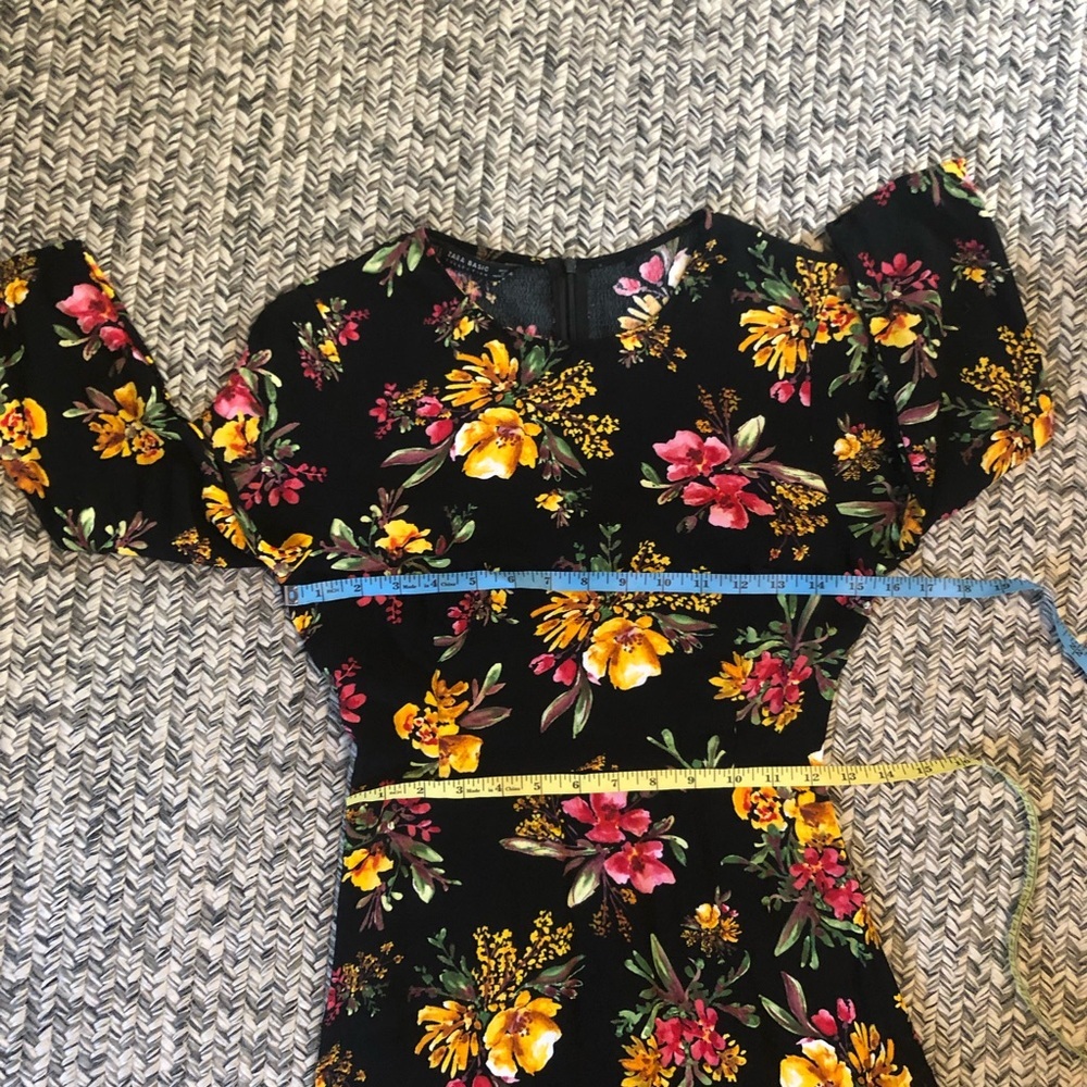 Zara Basic Collection Black Mini Dress W/ Florals - image 6